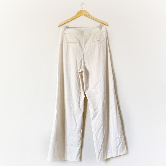Zara Cream Tan Wide Leg High Waist Full Length Pants Size Large - Picture 9 of 14